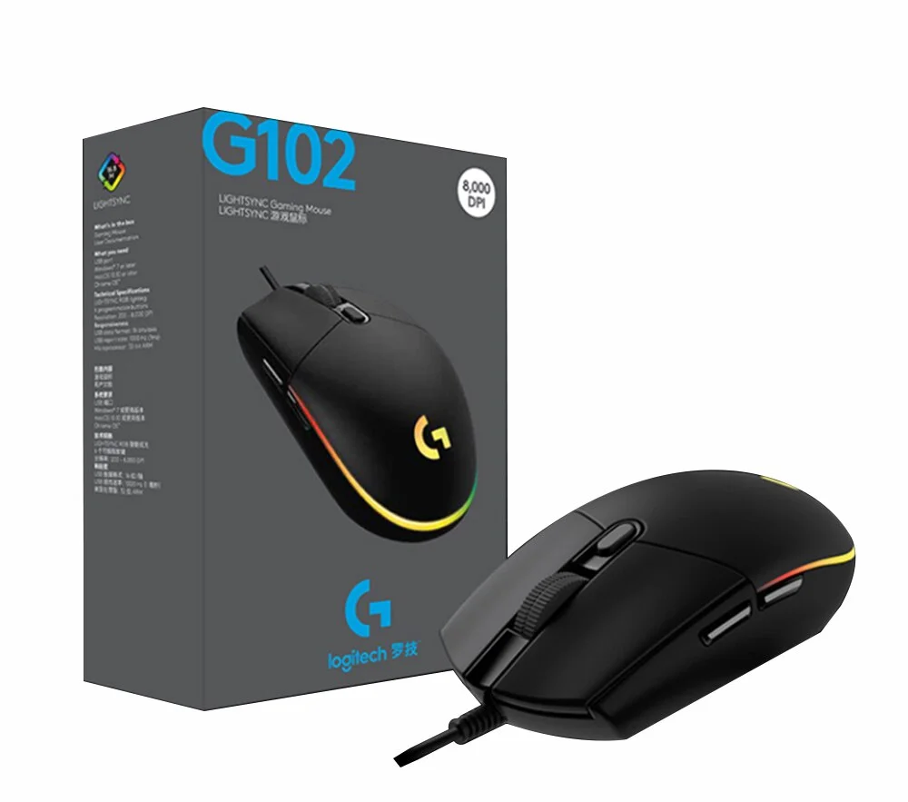 Logitech G102 LIGHTSYNC RGB 6 Button USB Gaming Mouse, Black
