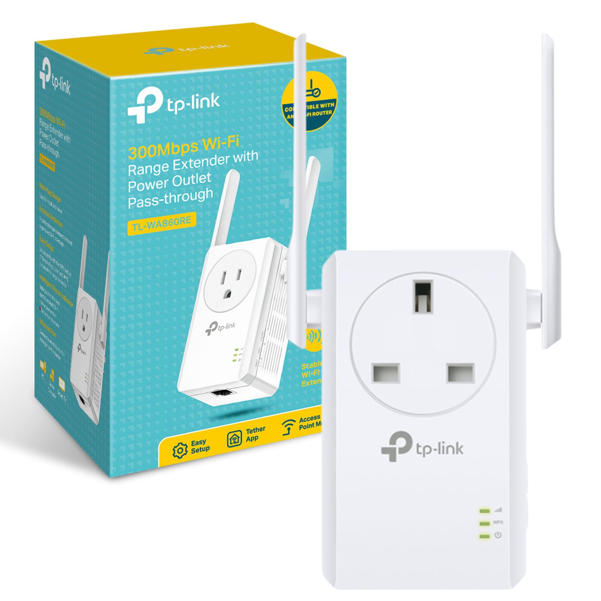 TP-Link TL-WA860RE 300Mbps Wi-Fi Range Extender with AC Passthrough