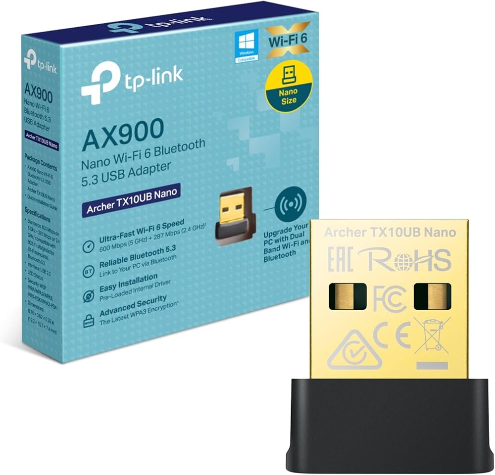 TP-Link Archer TX10UB Nano AX900 Nano Wireless Wi-Fi 6 & Bluetooth 5.3 USB Adapter